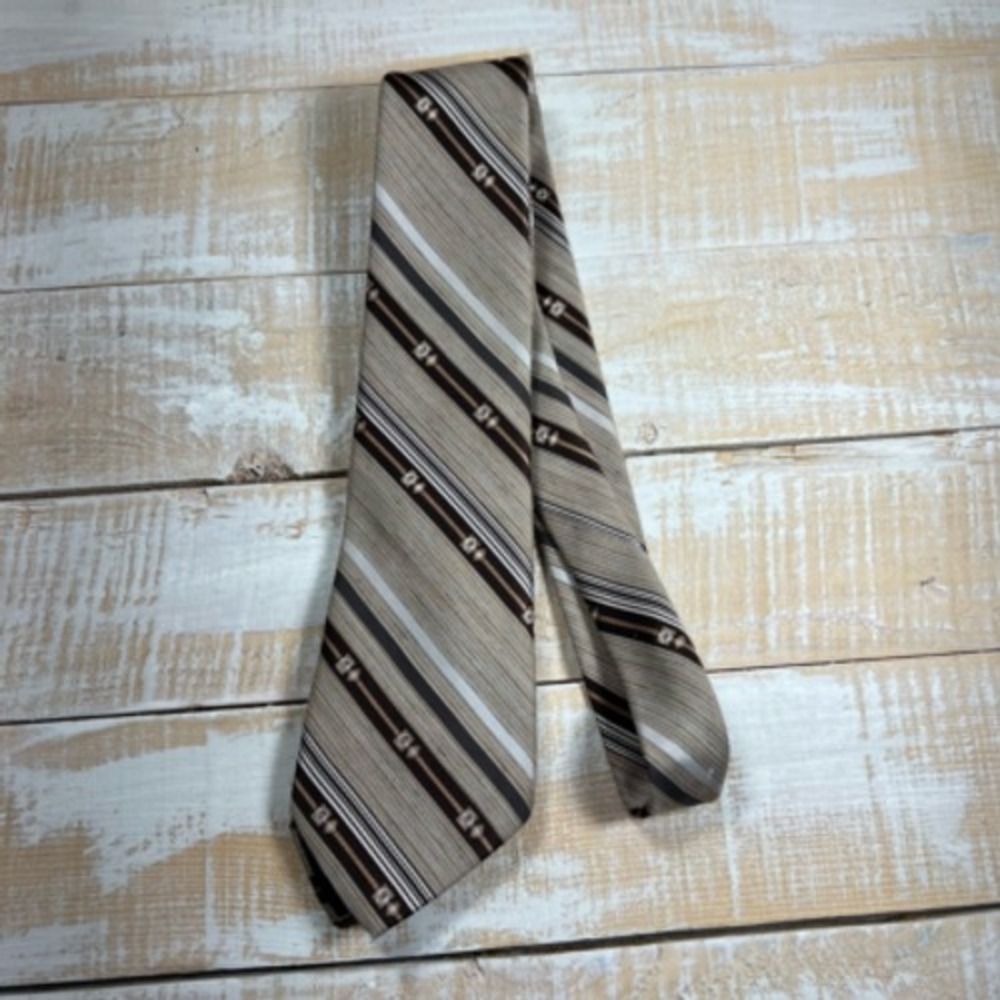 Wembley Mens Necktie Brown Black Stripe One Size